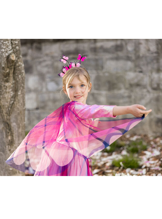 Pink Girls Butterfly Costume With Wings - Lifestyle Image 2