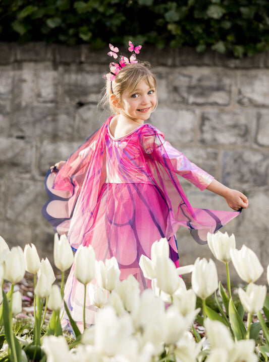 Pink Girls Butterfly Costume With Wings - Lifestyle Image 3