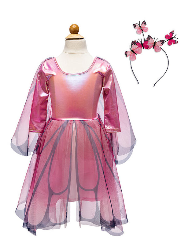 Pink Girls Butterfly Costume With Wings - Main Image