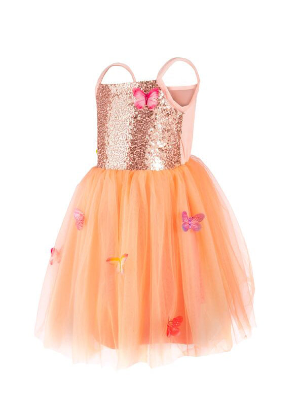 Pink Girls Butterfly Sequin Costume Dress - Alternate Image