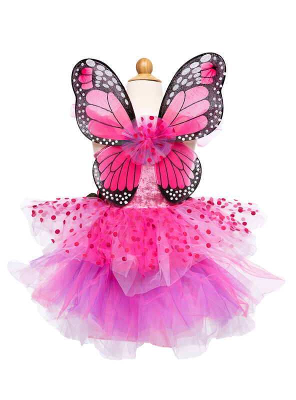 Pink Girls Fairy Costume With Wings - Back Image