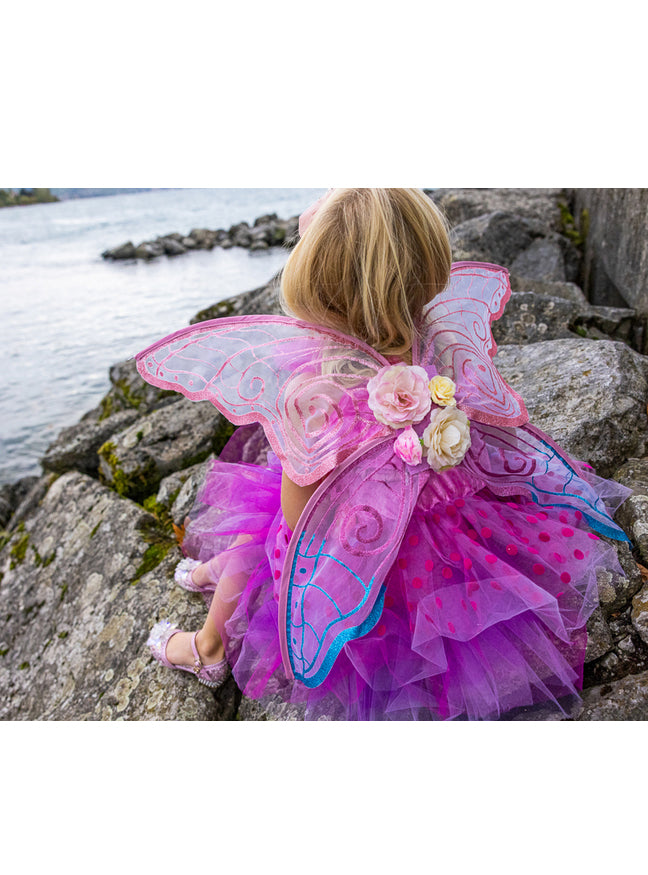 Pink Girls Fairy Costume With Wings - Lifestyle Image 6