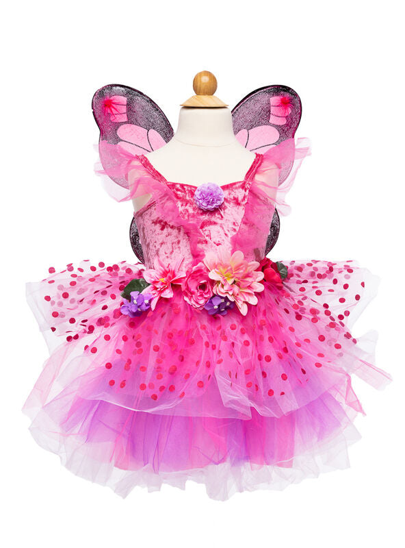 Pink Girls Fairy Costume With Wings - Main Image