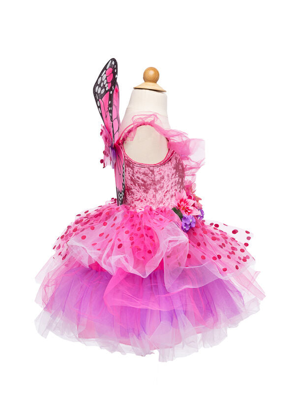 Pink Girls Fairy Costume With Wings - Side Image
