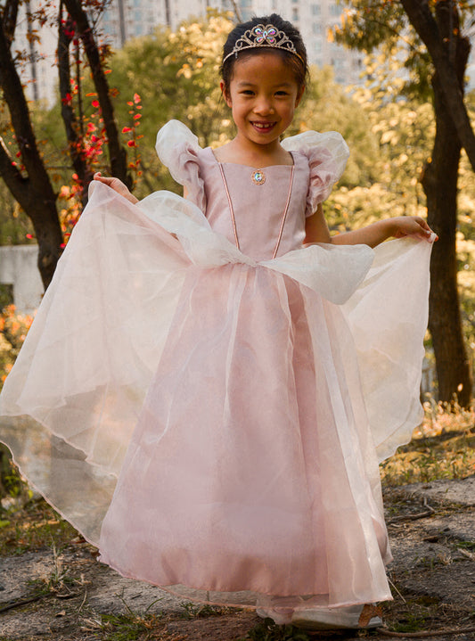 Pink Girls Long Princess Costume - Lifestyle Image 1