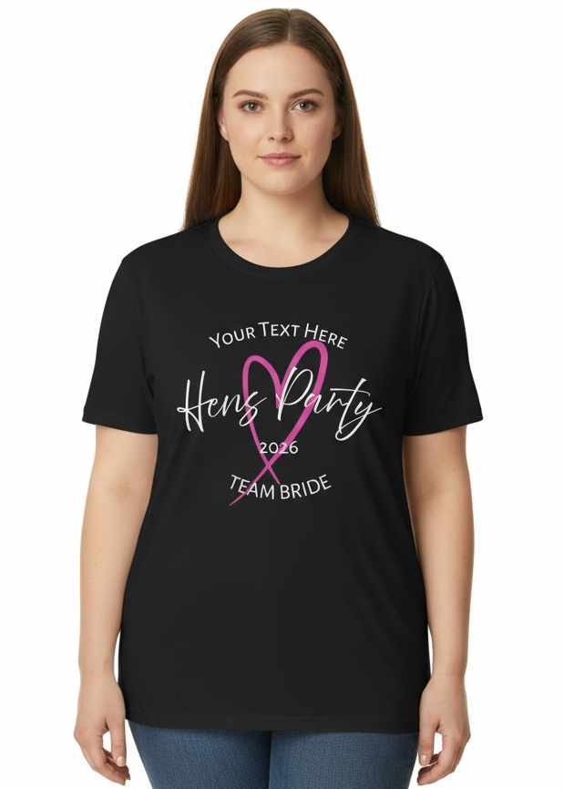 Personalised Black Hens Party Team Bride Shirt for Plus Size Women