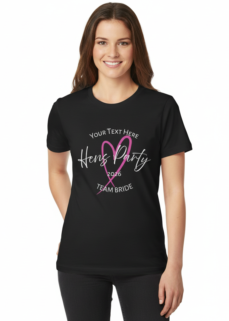 Womens Black Team Bride Hens Party Personalised Shirt Main Image