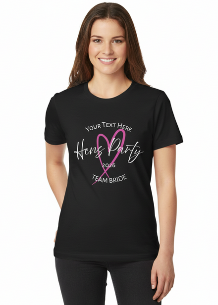 Womens Black Team Bride Hens Party Personalised Shirt Main Image