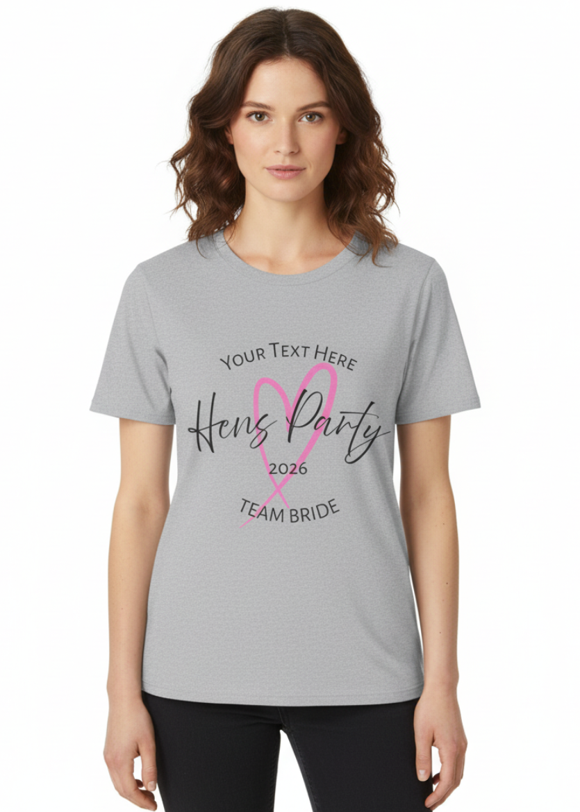 Womens Grey Team Bride Hens Party Personalised Shirt