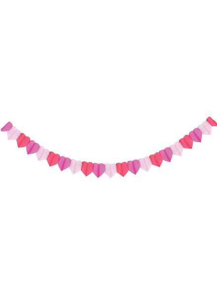 Pink Hearts 3m Long Tissue Paper Banner - Main Image