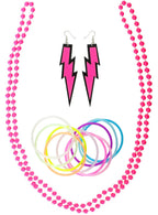 Image of 1980s Neon Pink 3 Piece Costume Accessory Set - Product Image