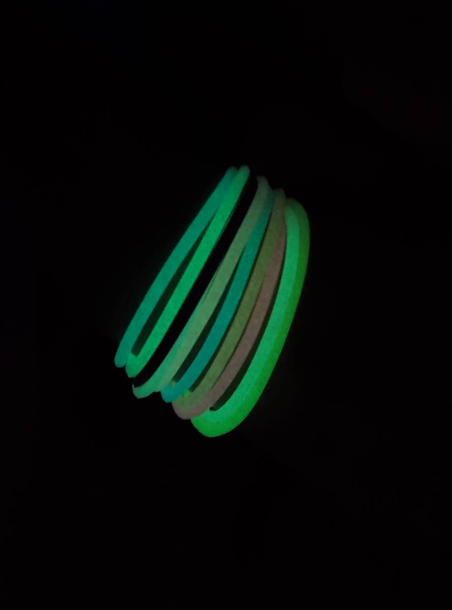 Image of Neon Pink 3 Piece 1980s Costume Accessory Set - Glow Bracelets Image