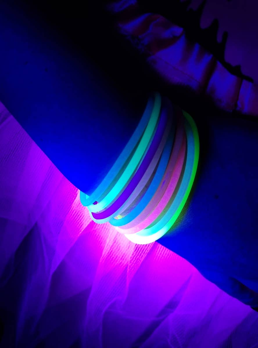 Image of Neon Pink 3 Piece 1980s Costume Accessory Set - UV Bracelets Image