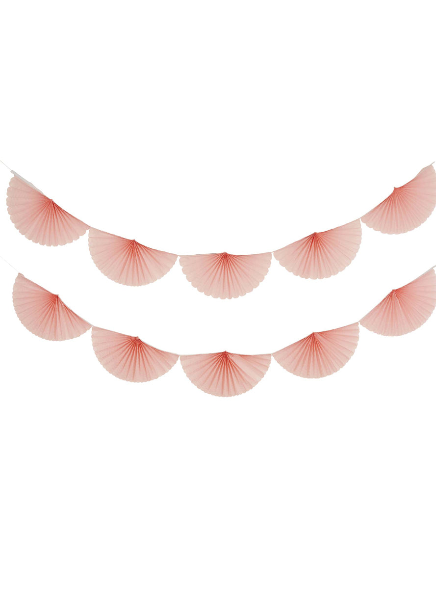 Pink Paper Fan 2m Long Party Garland - Main Image