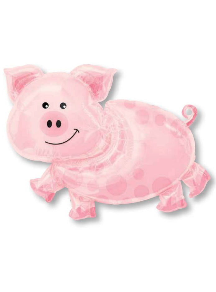 Pink Pig 89cm Farm Party Supershape Self Sealing Foil Balloon - Main Image