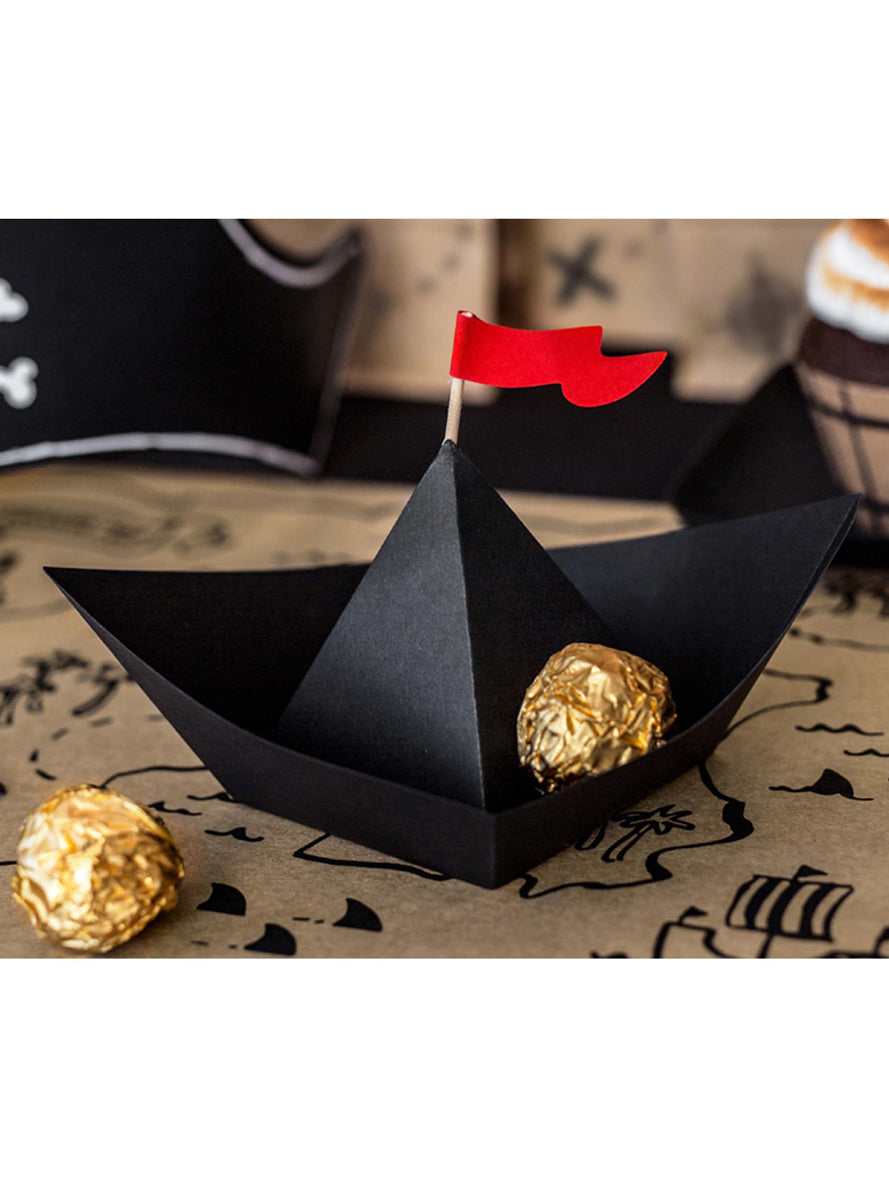 Pirate Party 6 Pack 19cm Black Paper Boat Decorations - Lifestyle Image 1