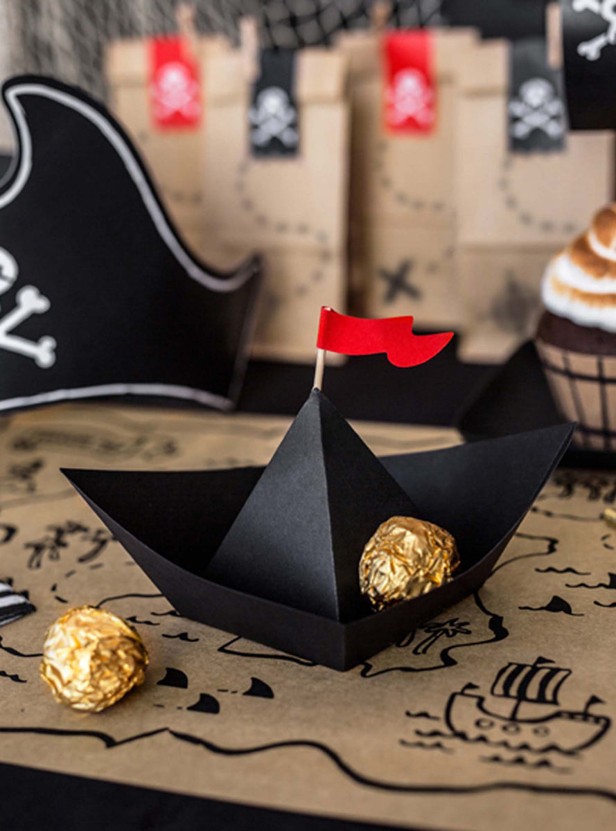 Pirate Party 6 Pack 19cm Black Paper Boat Decorations - Lifestyle Image 2