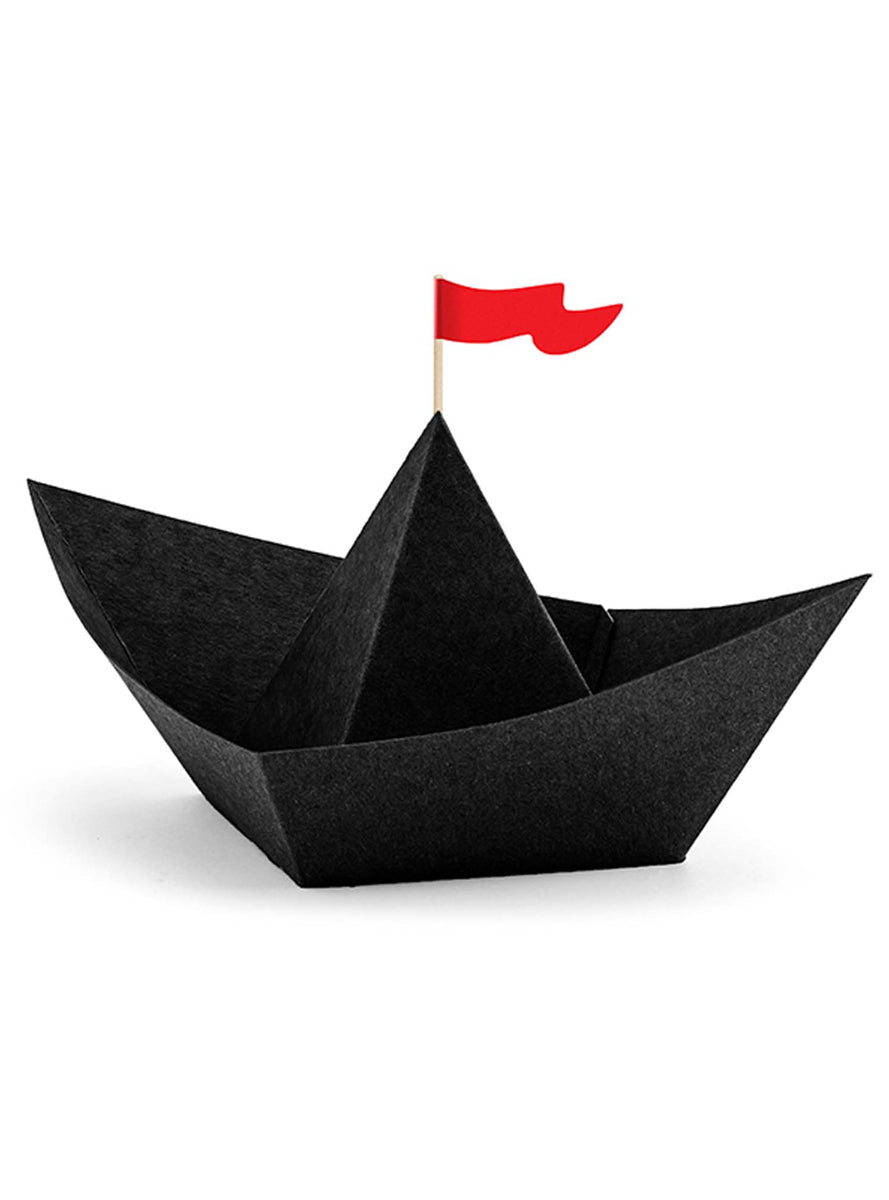 Pirate Party 6 Pack 19cm Black Paper Boat Decorations - Main Image