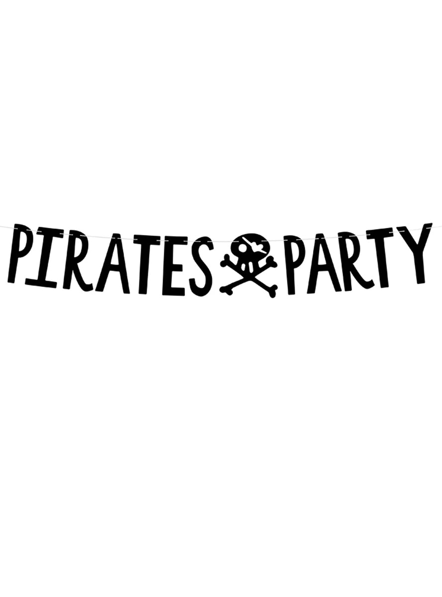 Pirates Party 1m Long Black Skull and Crossbone Banner - Main Image