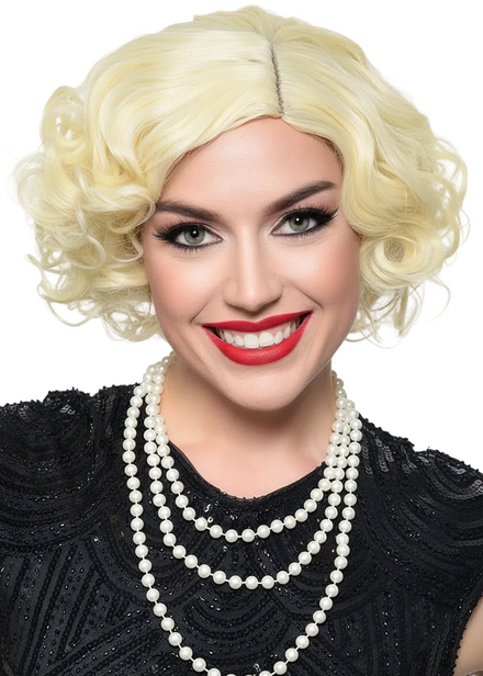 Extra Short Curly Blonde Flapper Wig for Women - Main Image