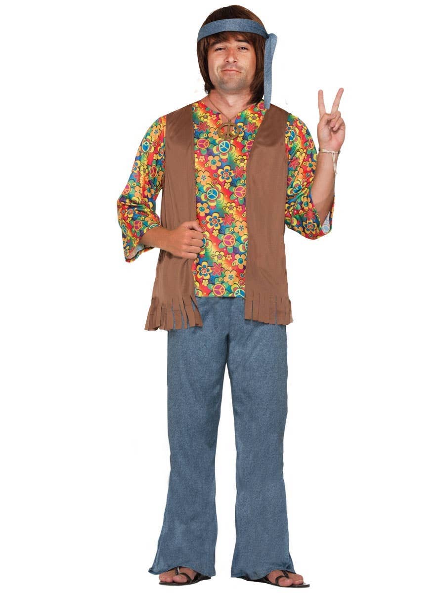 70s Plus Size Mens Hippie Dude Costume