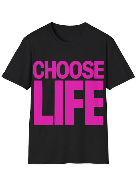 Plus Size Hot Pink and Black Choose Life Costume Shirt