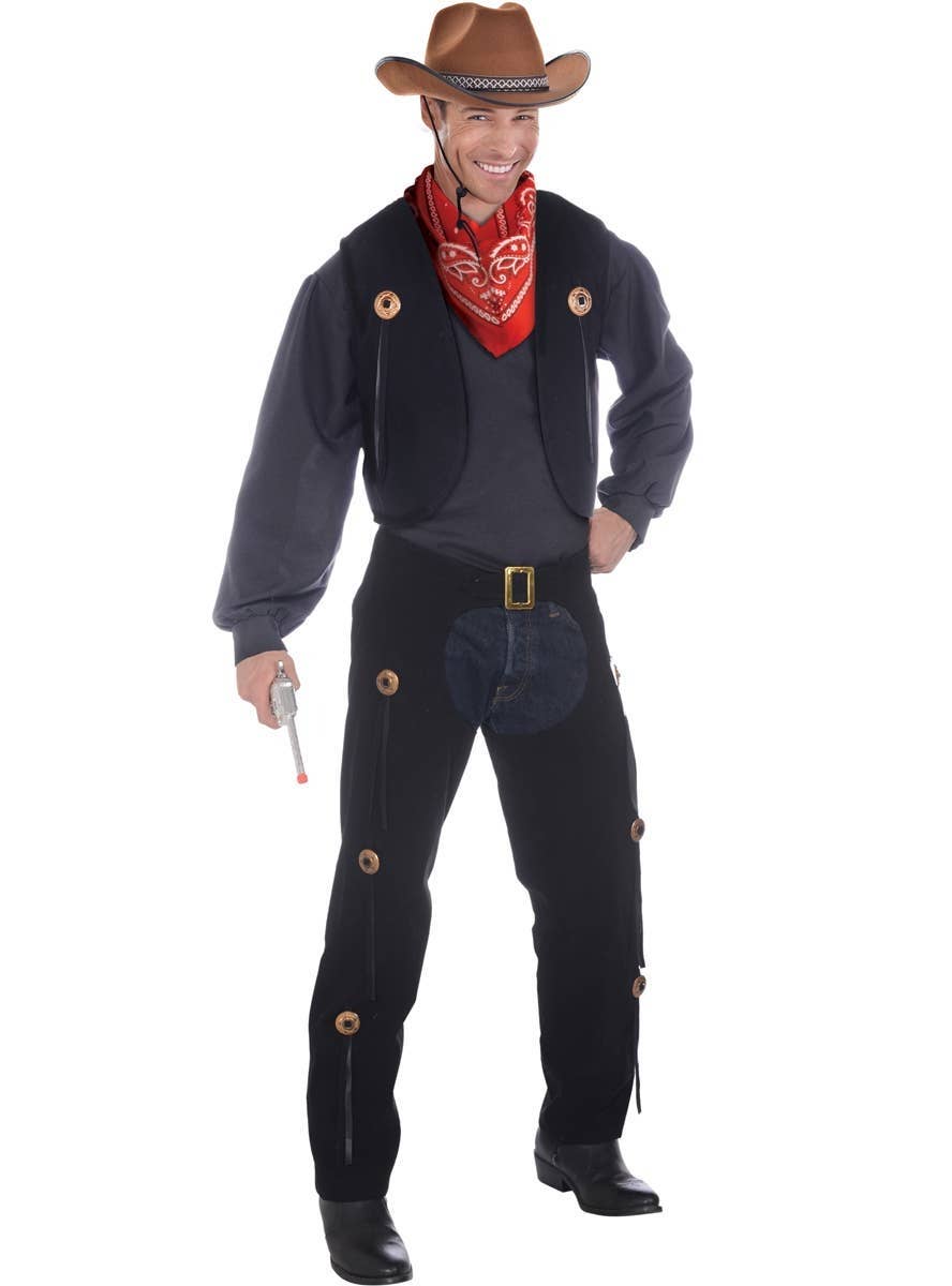 Wild West Cowboy Men's Vest and Chaps Plus Size Costume