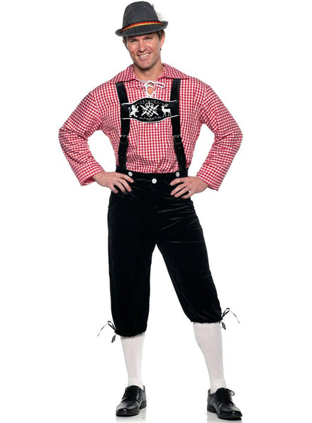Image of Oktoberfest Men's Deluxe Red Plus Size Lederhosen Costume
