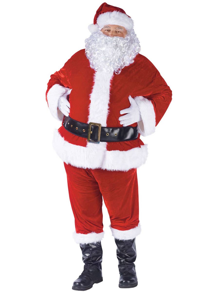 Image of Velour Plus Size Mens Santa Suit Christmas Costume