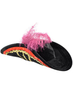Image of Seven Seas Pirate Costume Hat with Feather- Purple Feather View