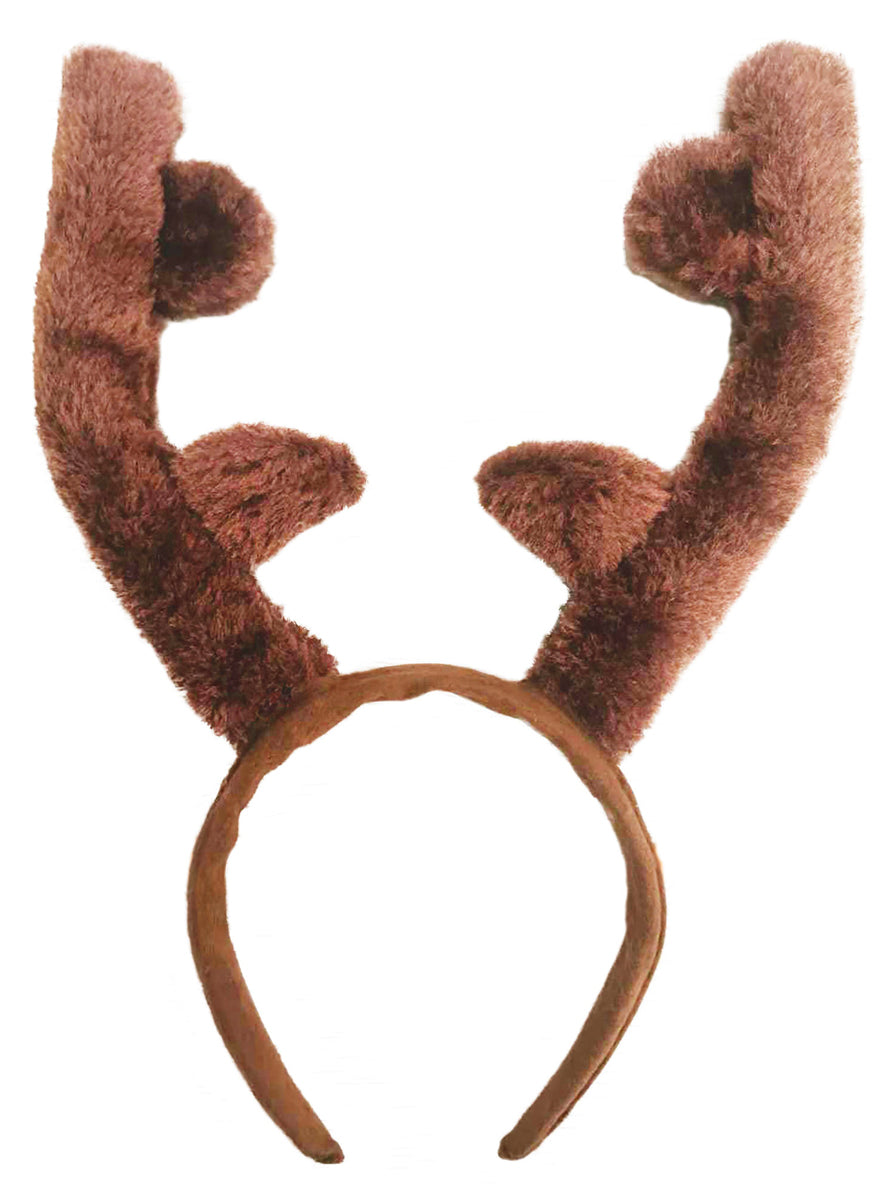 Plush Brown Reindeer Antlers Christmas Costume Headband