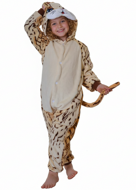 Kid's Leopard Print Animal Costume Onesie - Main Image
