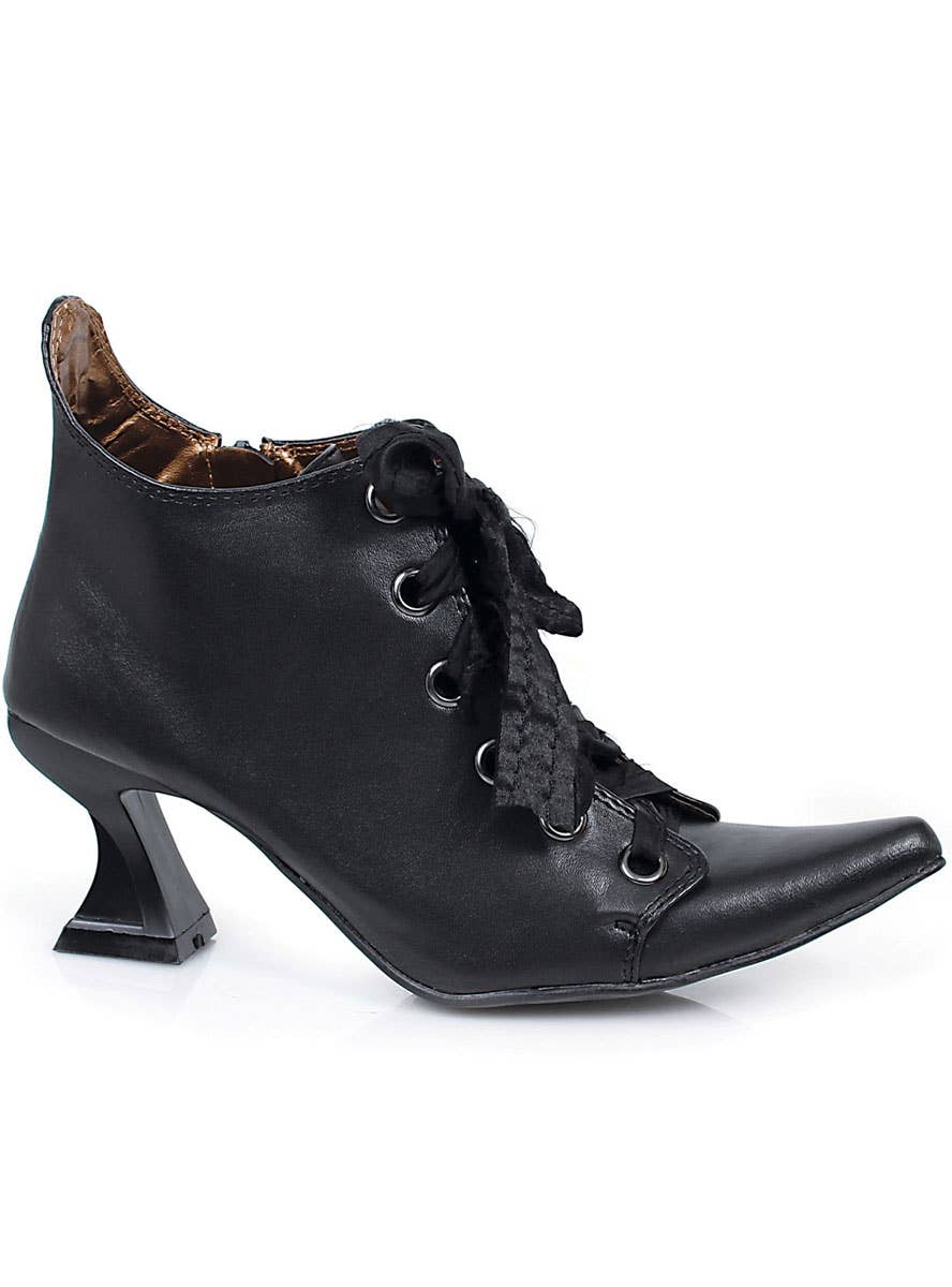 Lace Up Black Womens Witch Halloween Shoes - Main Image
