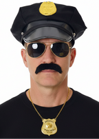 Image Of Police Man 4 Piece Black Costume Accessory Set - main image