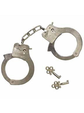 Silver Metal Novelty Cop Handcuffs