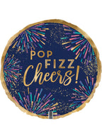 Image of Pop Fizz Cheers New Year Fireworks 45cm Round Foil Balloon