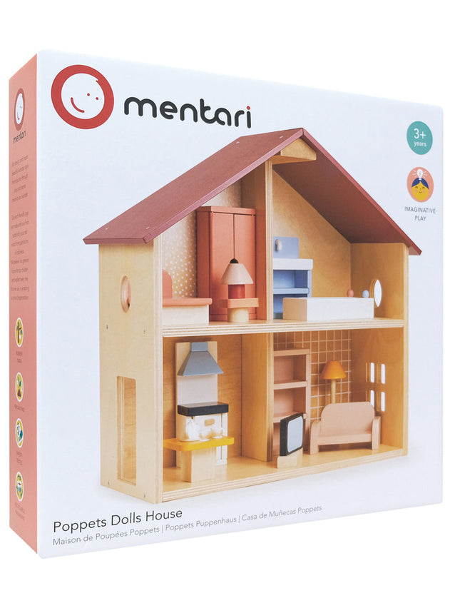Poppets Wooden Dollhouse With Furniture - Packaging Image