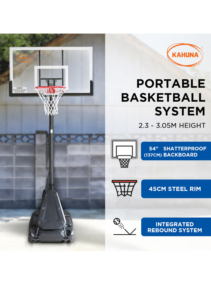 Portable adjustable basketball hoop system 2.3 metres - info image 1