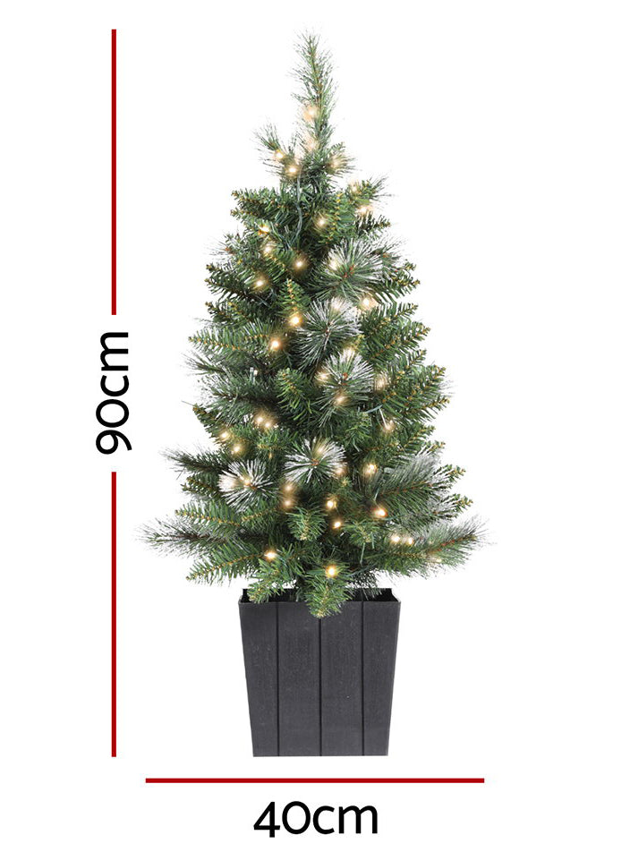 Potted Light Up 90cm Jingle Jollys Christmas Tree Decoration - Measurements Image