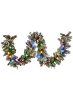 Prelit Multicolour 274cm Snowy Christmas Garland Decoration - Main Image
