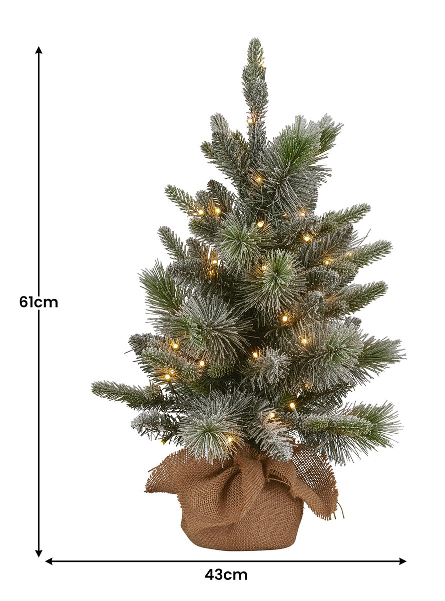 Prelit Snowy Stamford Spruce 61cm Tabletop Christmas Tree Decoration - Dimensions Image