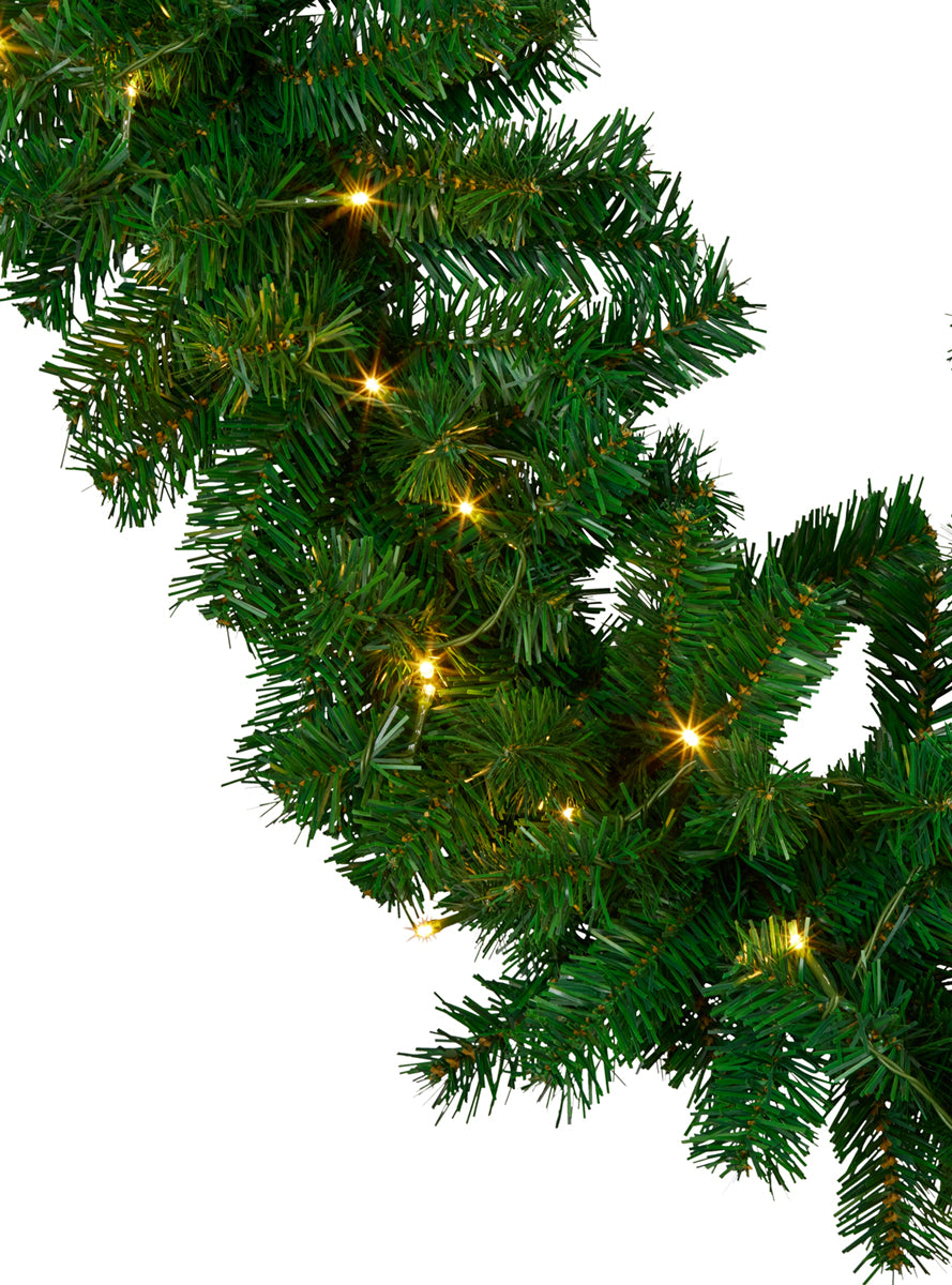 Prelit Warm White 270cm Garland Christmas Decoration - Close Image