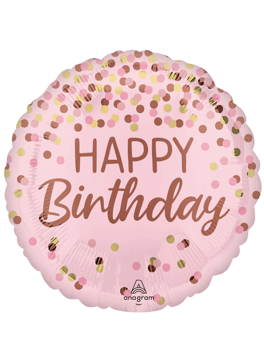 Pretty Pink Happy Birthday 45cm Round Foil Balloon - Main Image