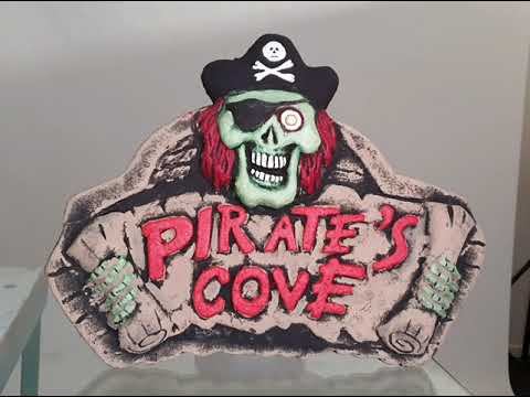 A video of this Pirate's Cove Halloween decoration showing how it lights up.