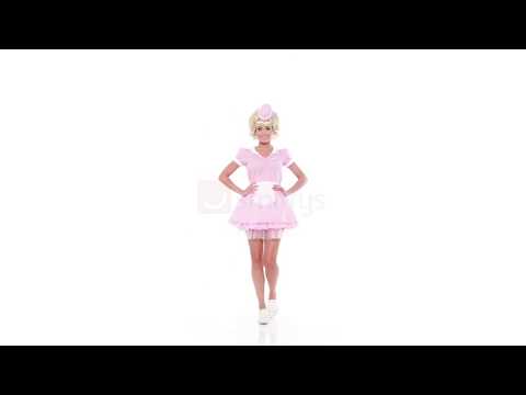 Baby Pink Womens Soda Pop 50s Diner Costume Product Video