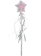 Princess Girls Silver Star Costume Wand with Pink Marabou Feathers - Main Image