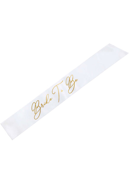 Prosecco Party White and Gold Bride to Be Hens Party Sash - Main Image