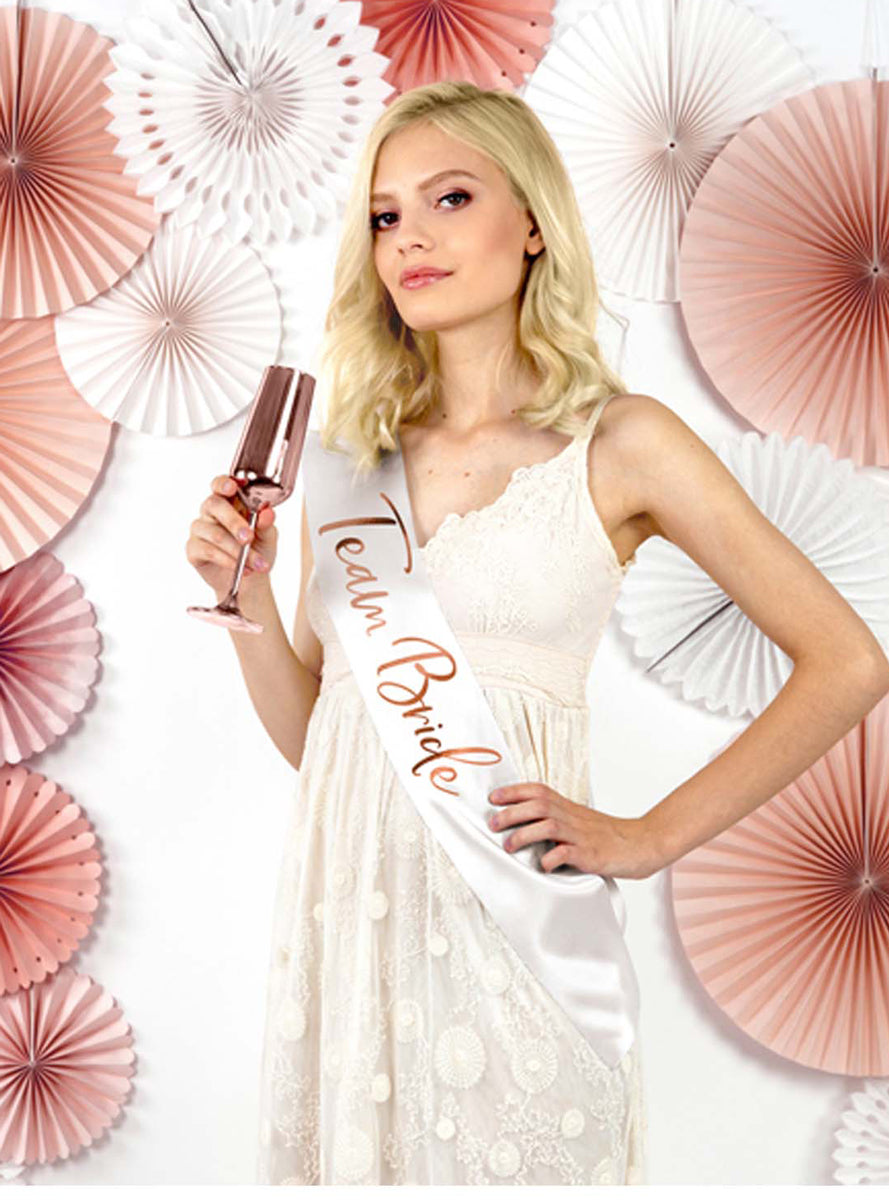 Prosecco Party White Team Bride Hens Night Sash - Lifestyle Image 1
