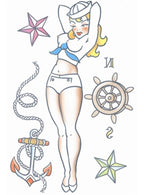 Tinsley Transfers Pin Up Sailor Girl Temporary Tattoo - Alternative Image