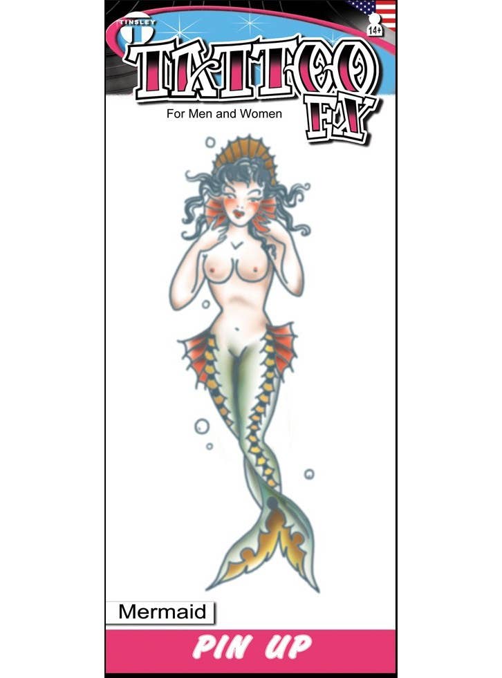 Tinsley Transfers Pin Up Mermaid Girl Temporary Tattoo - Main Image